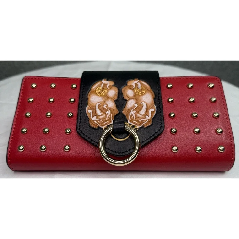Bellorita Bull PX (PiXiu)‎ Red Continental Leather Wallet Red/Black/Gold